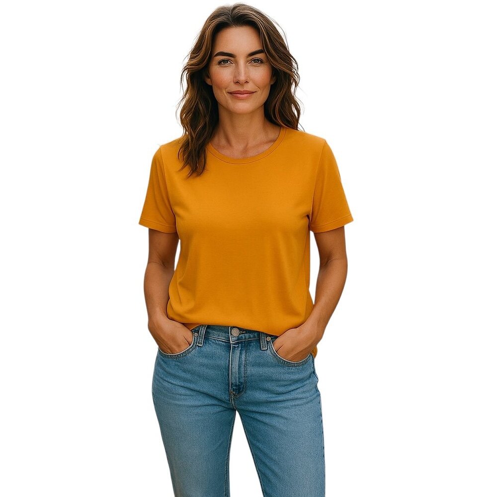 L & B Lucky & Blessed Short Sleeve Solid Gold T-Shirt-Size XL-Round Neck